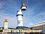 Kommt ein Löwe geflogen: "Lööööwenbräu" - Löwenbräu Festzelt in neuer Optik: neuer Turm, neue Löwen, neue Triumphatorstubn und mehr (©Foto. Martin Schmitz)